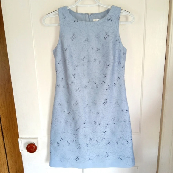 Eliza J Dresses & Skirts - Eliza J Like New Sleeveless Floral Embroidery & Eyelet Lined Shift Dress size 4P